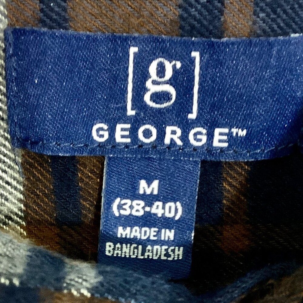 Mens Brown Plaid Flannel Shirt George Med (38-40) Long Sleeve - Picture 4 of 7